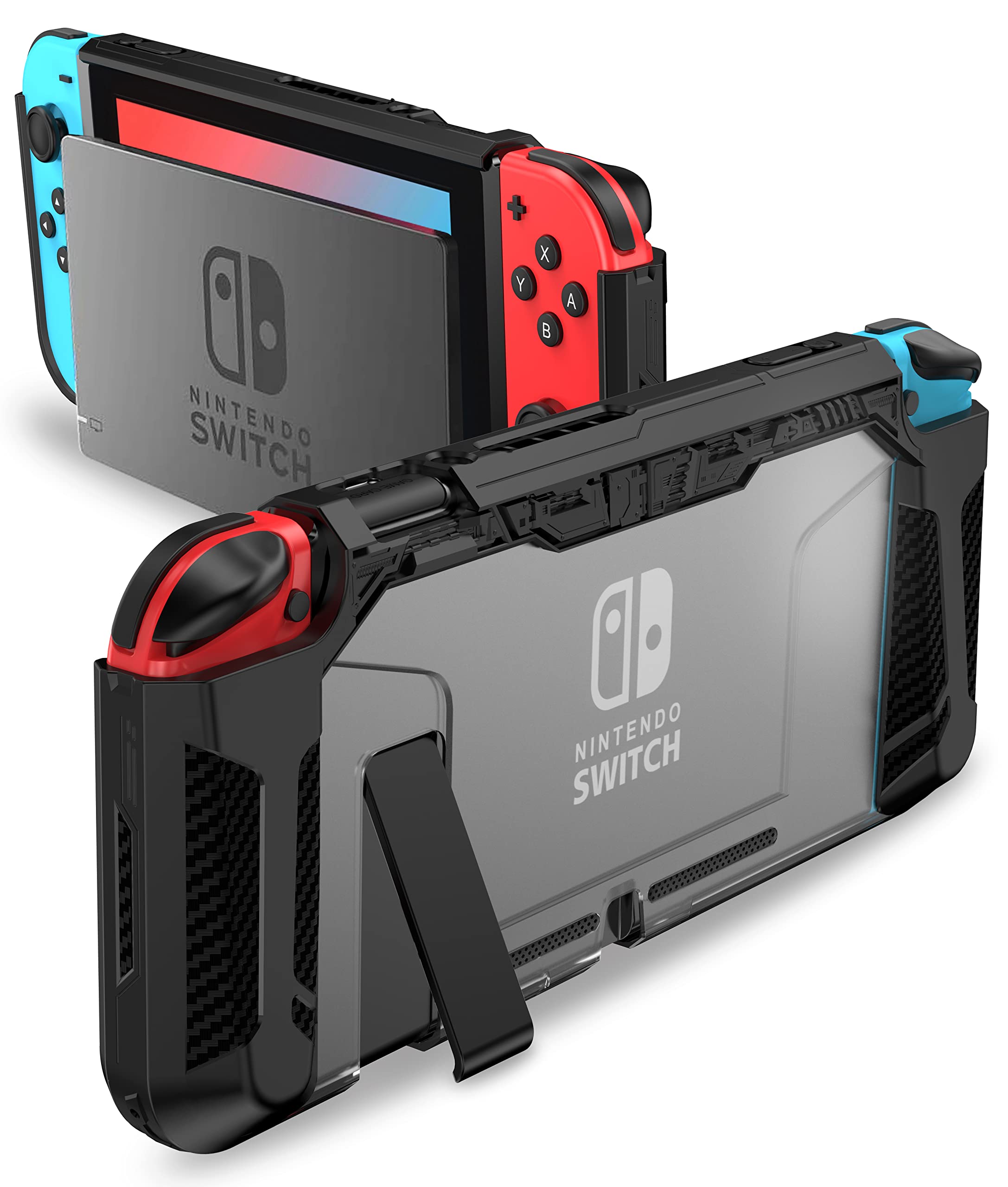PiMivco Dockable Case for Nintendo Switch 2017,Protective Case Compatible for Nintendo Switch and Joy-Con Controller ,TPU Grip Cover with Shock-Absorption and Anti-Scratch Design(Black)…