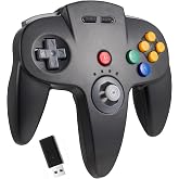 KIWITATA N64 Wireless USB Controller for Switch/Switch 2/OLED, 2.4ghz Wireless N64 Remote Joystick Controller for Switch Online Games, MAC, PC Windows 7,8,10,11/Raspberry Pi 3 Black