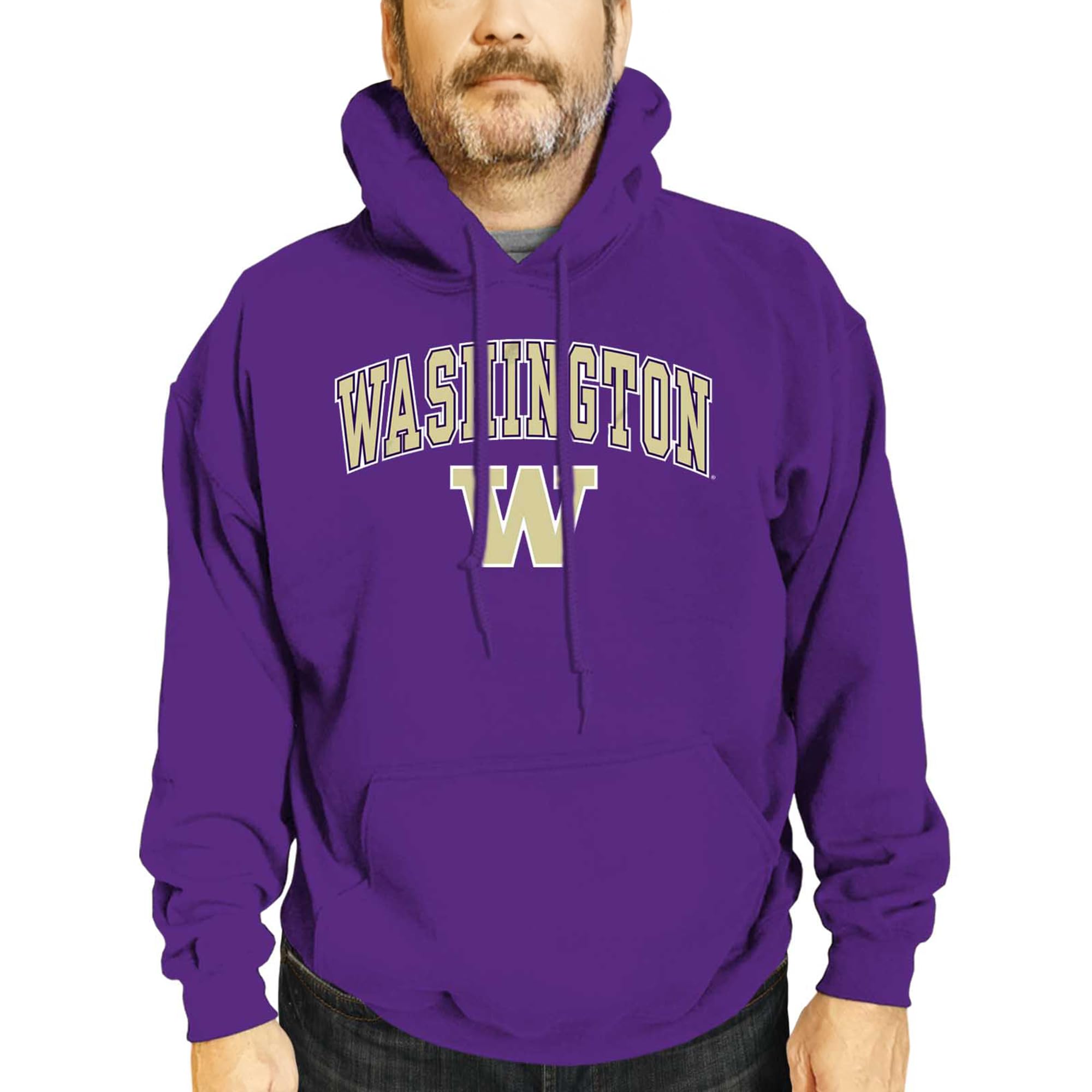 Campus Colors Adult Arch & Logo Soft Style Gameday Hooded Sweatshirt (Washington Huskies - Purple, Large) Image