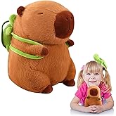 Emoin Capybara Plush Toys Kawaii Capybara Plushie with Turtle Backpack Soft Brown Capybara Stuffed Aniamls Capybara Gifts Dol