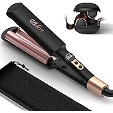 Mini Waver Hair Tool Crimper for Women Short Hair 0.4 inch Travel Double Barrel Small S Waver Ceramic Curling Iron (110-240V) Dual Voltage with 5 Temps, Anti-scalding for Dating, Daily (Black)