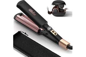 UKLISS Mini Waver Hair Tool Crimper for Women Short Hair 0.4 inch Travel Double Barrel Small S Waver Ceramic Curling Iron (110-240V) Dual Voltage with 5 Temps, Anti-scalding for Dating, Daily (Black)