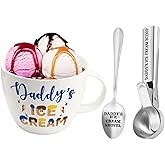 Dolficy Christmas Daddy Gifts, Gifts for Dad from Daughter, Daddy's Ice Cream Bowl Scoop Shovel Spoon Set, Dad Ice Cream Birthday Present for Him Man
