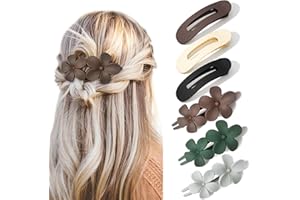 Oeusnael 6 PCS Flat Hair Clips - 2 Styles Y2K Lay Down Claw Clips for Thick Thin Curly Hair, Large Matte Non-slip Strong Hold Beach Flower Hair Accessories for Women Girls Wedding Prom Party