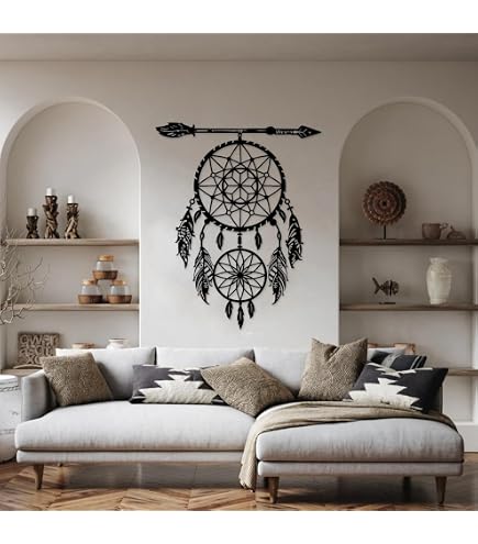 Atrapasueños De Búho Bohemio - 45 Cm, Verde Oscuro, Decoración De Pared