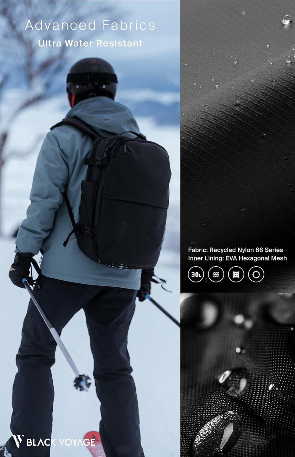 BlackVoyage Vortex Vacuum Seal Travel Backpack 60L Expandable Air Compression System Water Resistant TSA Lock Carry-On Suitcase Luggage Black AERO - Vacuum Pump Included