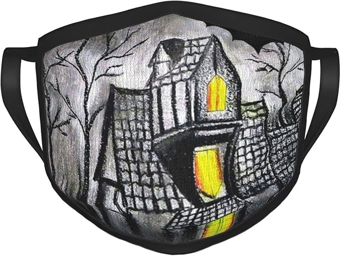 Outdoor Black Face Masks Washable Halloween Black Bats Creepy, Night