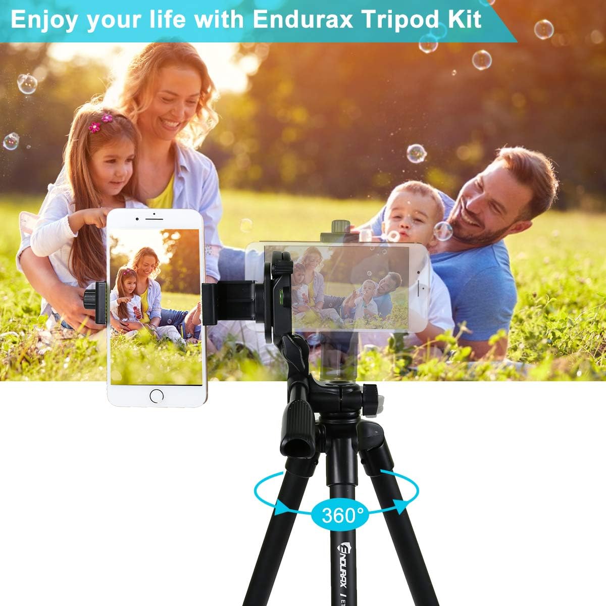 Endurax 60'' Camera Phone Tripod Stand for DSLR Canon Nikon with Universal Phone Mount, Bubble Level and Carry Bag : Camera & Photo