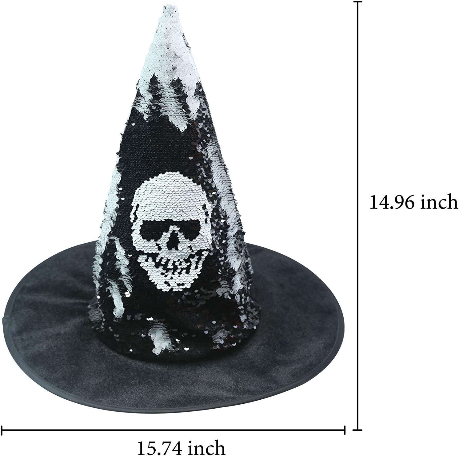 Reversible Sequin Witch Hat. Reversible Sequin Costume Party Hat. (Purple & Sliver): Clothing