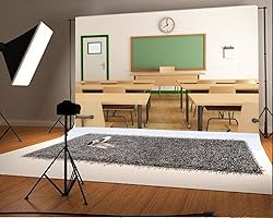 AOFOTO 7x5ft Classroom Backdrop Blackboard Platform