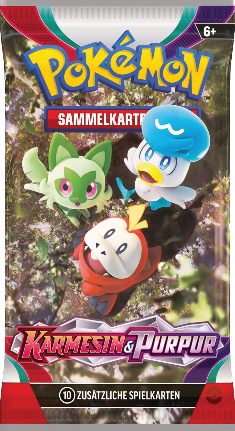 Pokémon-Sammelkartenspiel: 3er-Pack Karmesin & Purpur - Heerashai (3 Boosterpacks & 1 holografische Promokarte) 3