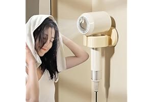 Household Wall-Mounted Suction Hair Dryer Holder, No-Drill Blow Dryer Rack for Bathroom Storage