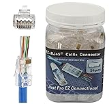 RJ45 Cat6A Cat6 Pass Through Connectors 50Pack