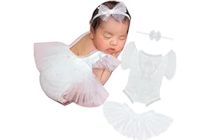 M&G House White/Pink Lace Newborn Photography Outfits Girl Newborn Photography Props Newborn Girl Pearl Lace Christmas Gift