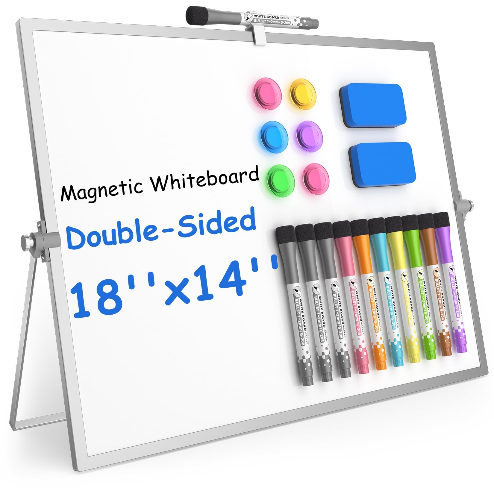 View 1 of ************MISSING STAND****
Grtard Magnetic Dry Erase Board with Stand, 18''x14'' Double-Sided White Board for Kids, Desktop Whiteboard with Stand, Large White Board, Desk Whiteboard Portable, Dry Erase Board for Kids, Memo