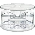 Deflecto Rotating Carousel Craft Organizer, 9-Canister, Includes 3" and 6" Canisters, Removable, Clear, Lids