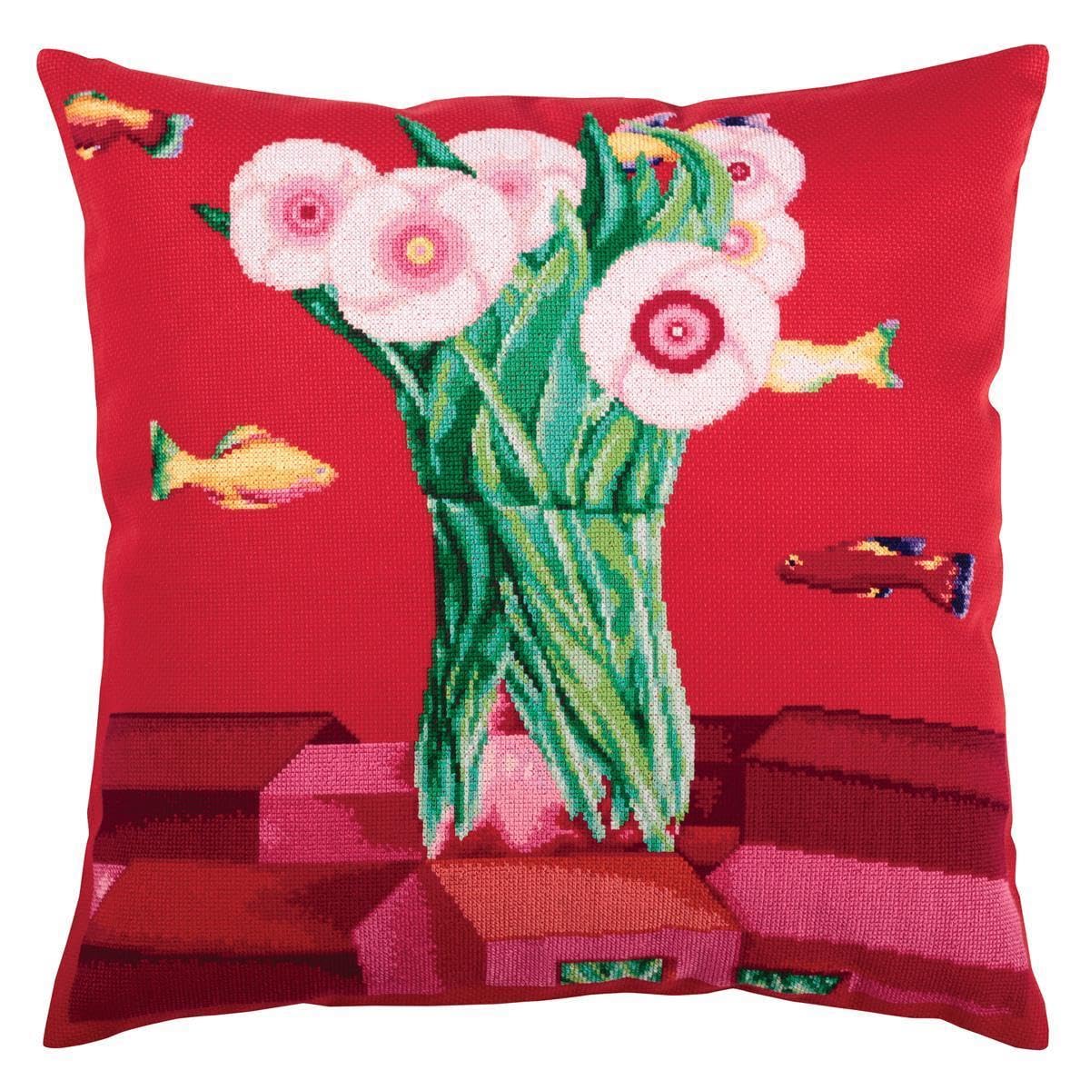 RTO Cross Stitch Cushion, Cotton, Multicoloured, 40x40 cm