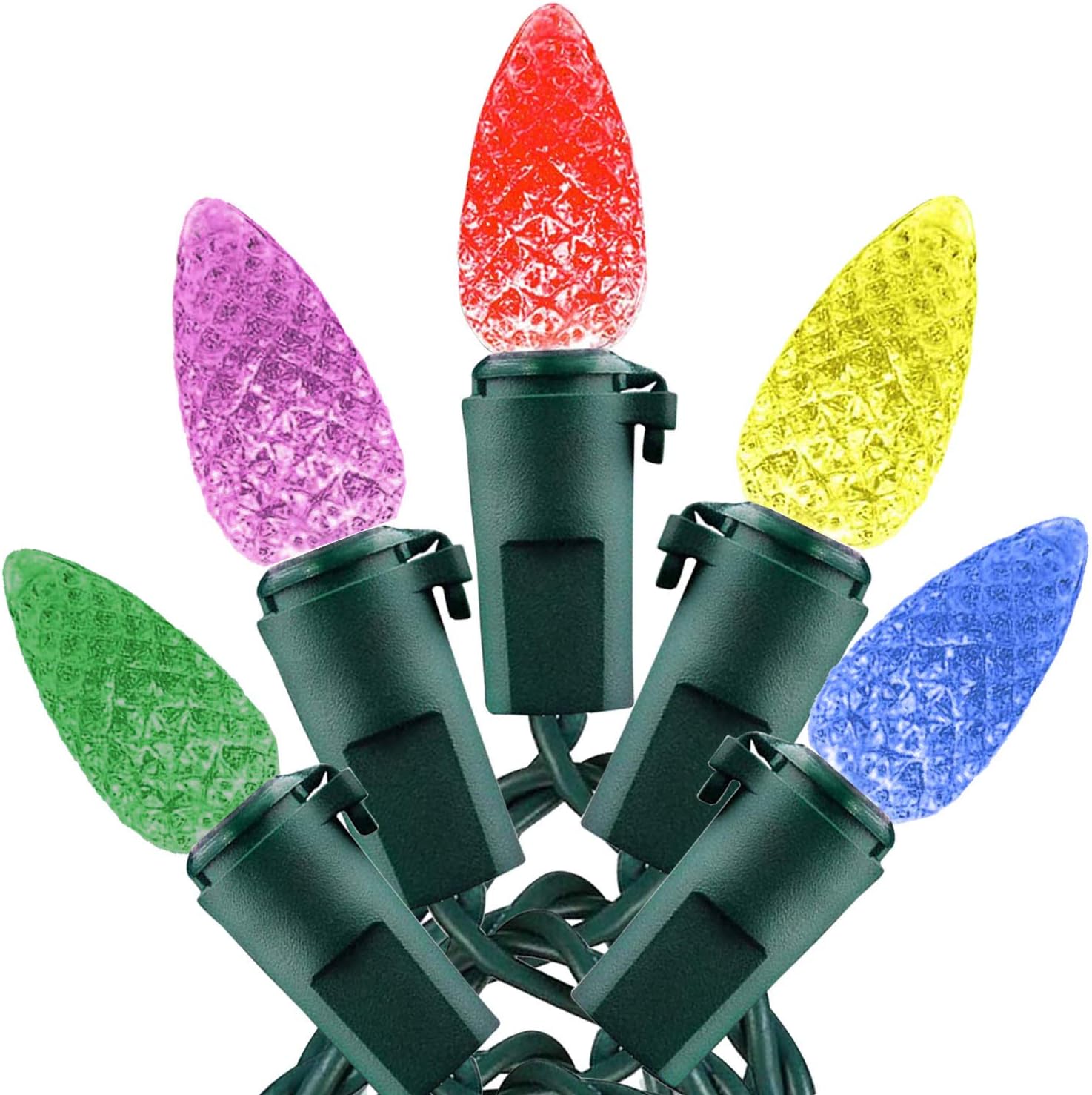 Outdoor Christmas String Lights, 100LED 35ft Expandable C3 Strawberry Mini Bulbs Waterproof Fairy Lights for Halloween Garden Xmas Tree Wedding Home Kitchen Office Holiday Party Decoration(Multicolor)