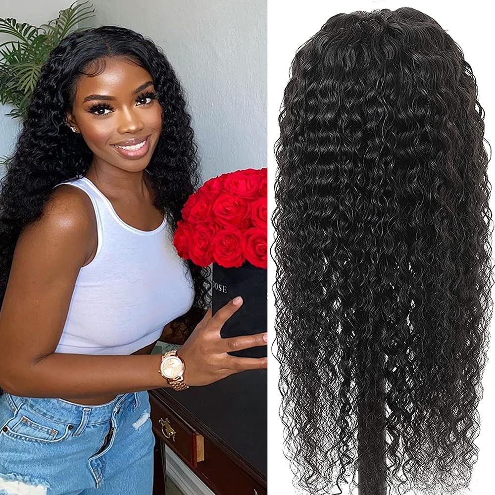 Water Wave Lace Closure Wig for Women 100% Brazilian Virgin 4x4 Closure Human Hair Wigs Wet & Wavy Pre Plucked with Baby Hair Natural Hairline (22 inch)