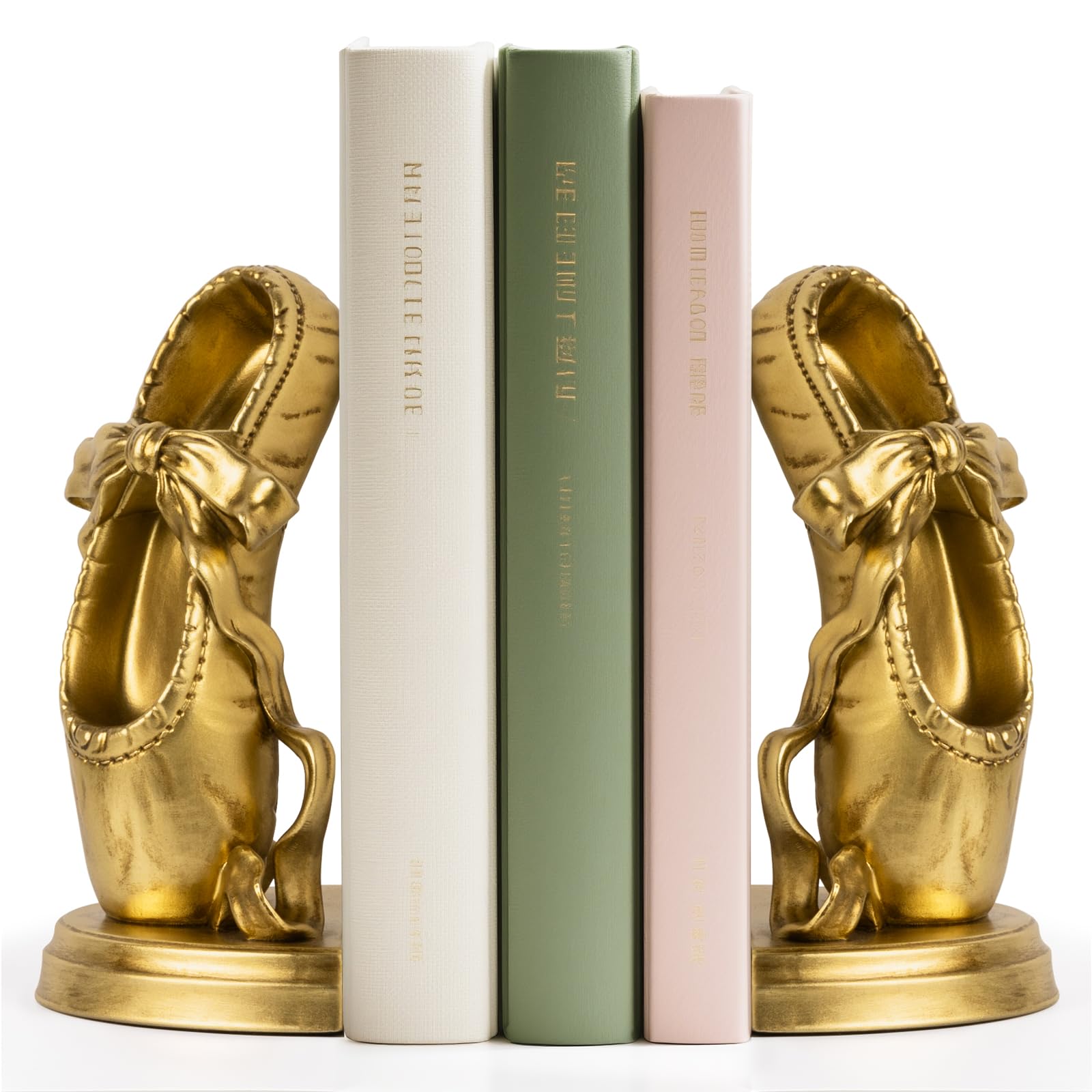 Photo 1 of MXARLTR Bookends for Shelves, Ballet Slipper Decorative Bookends - Book Ends with Anti-Slip Pad for Book Lovers Dancers Heavy Book Holder for Home Office Decor (Gold)