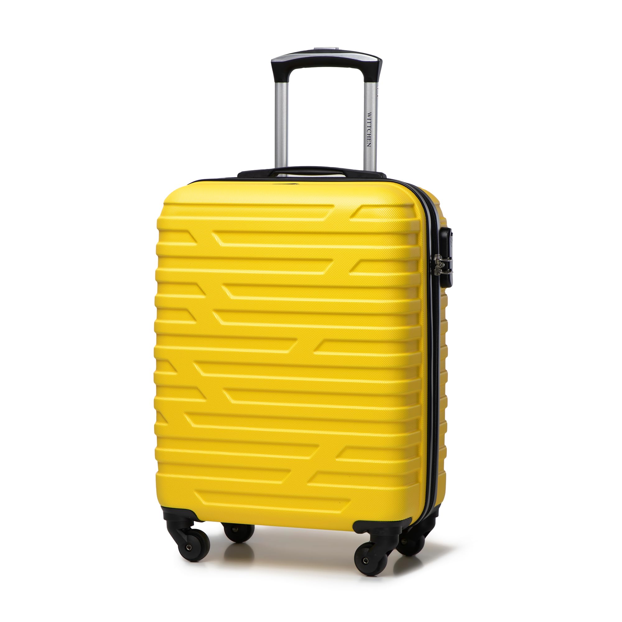 WITTCHEN Travel Suitcase Carry-On Cabin Luggage Hardshell Made of ABS with 4 Spinner Wheels Combination Lock Telescopic Handle A-Line II Size Yellow