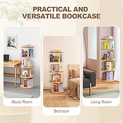 TAKEKIT Rotating Bookshelf, 360 Degree Revolving