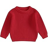 Qmlyev Newborn Toddler Baby Girl Boy Knit Sweater Round Neck Sweatshirt Long Sleeve Tops Pullover Fall Winter Clothes