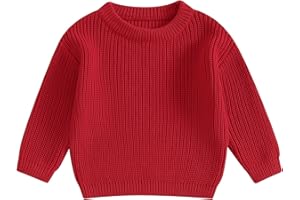 Qmlyev Newborn Toddler Baby Girl Boy Knit Sweater Round Neck Sweatshirt Long Sleeve Tops Pullover Fall Winter Clothes