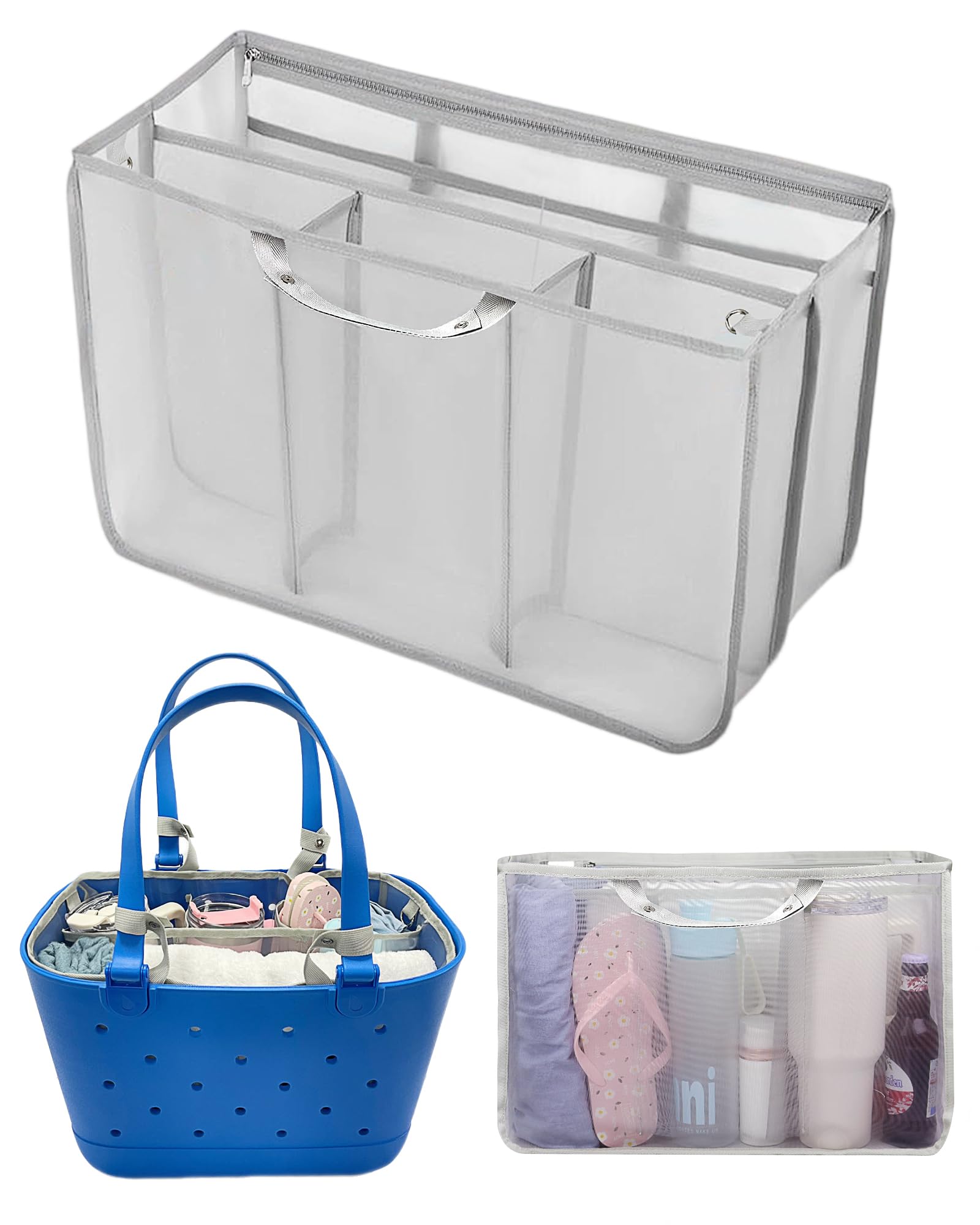 Photo 1 of Beach Bag Organizer Inserts Compatible with Large Simple Modern Accessories Inserts,Original Large Lightweight Mesh Insert Divider Pouch, Beach Tote Bags Insert for Organizing -Gray