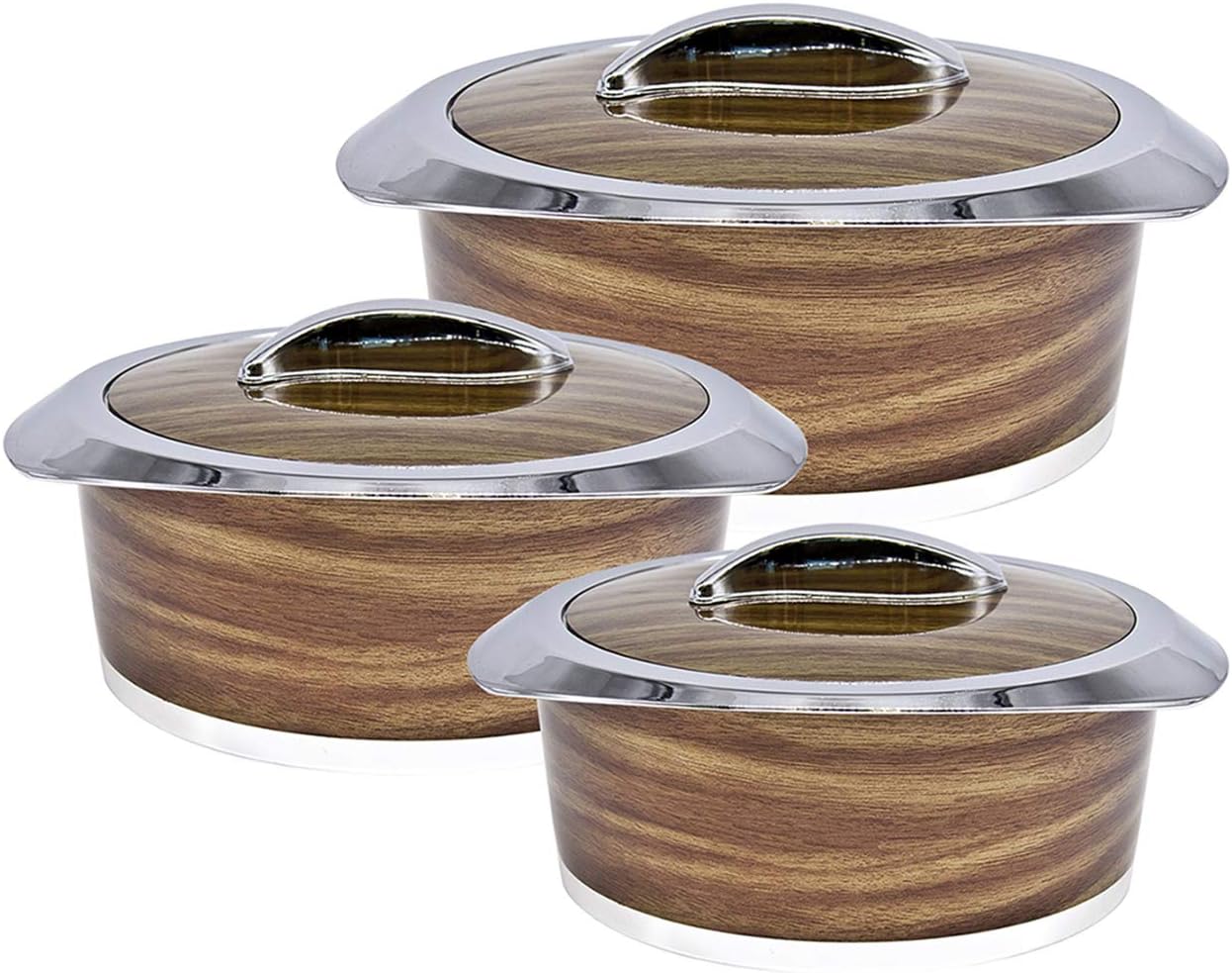 sq pro Insulated Serving Dishes with Lids - 3 Piece Thermal Hot Food Containers Set 1, 1.5 and 2.5 Liters