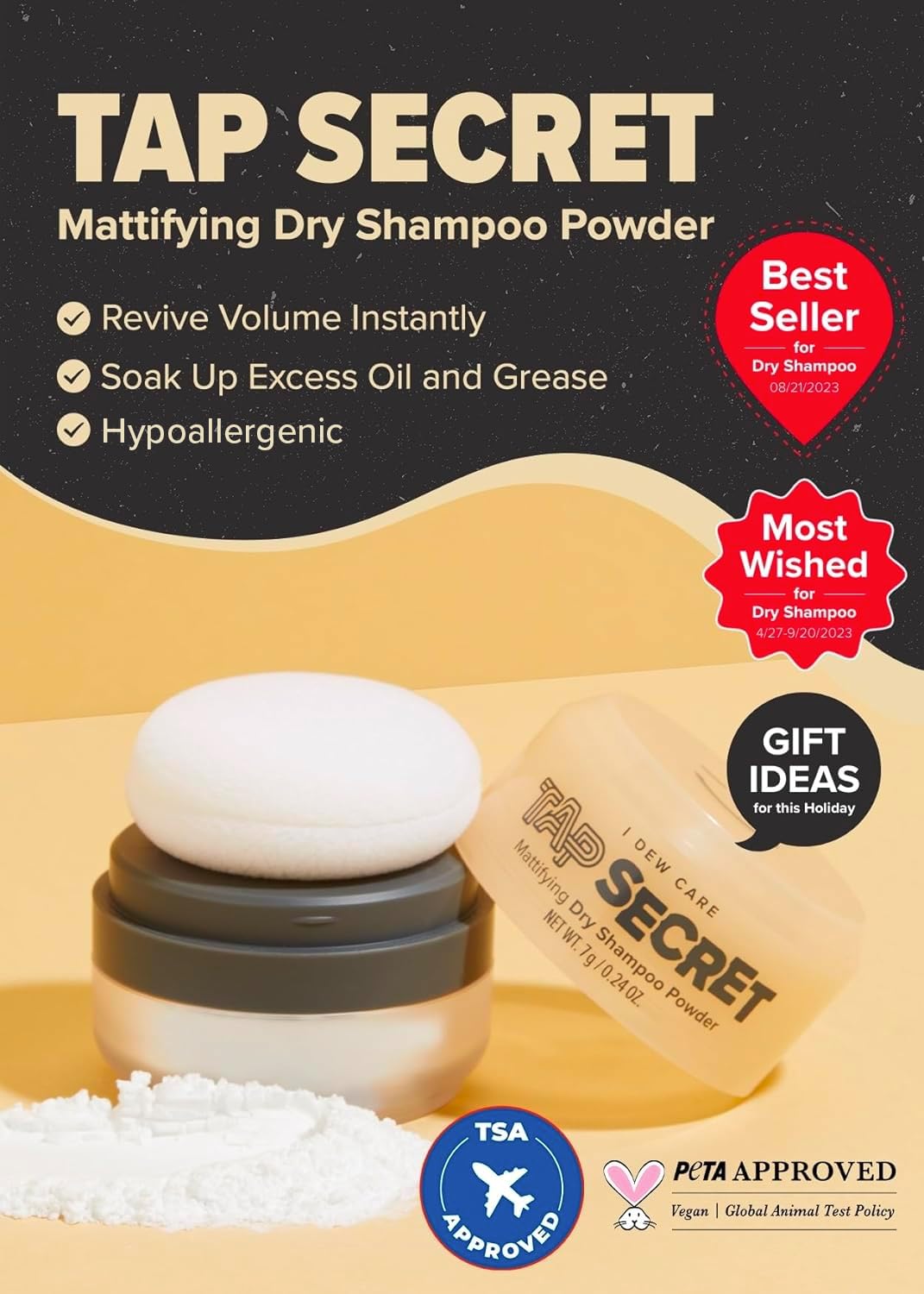 I DEW CARE Dry Shampoo Powder Tap Secret With Black Ginseng, Non
