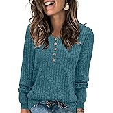DB MOON Womens Lightweight Sweaters 2026 Long Sleeve Henley Shirt Fall Casual Crewneck Tunic Tops