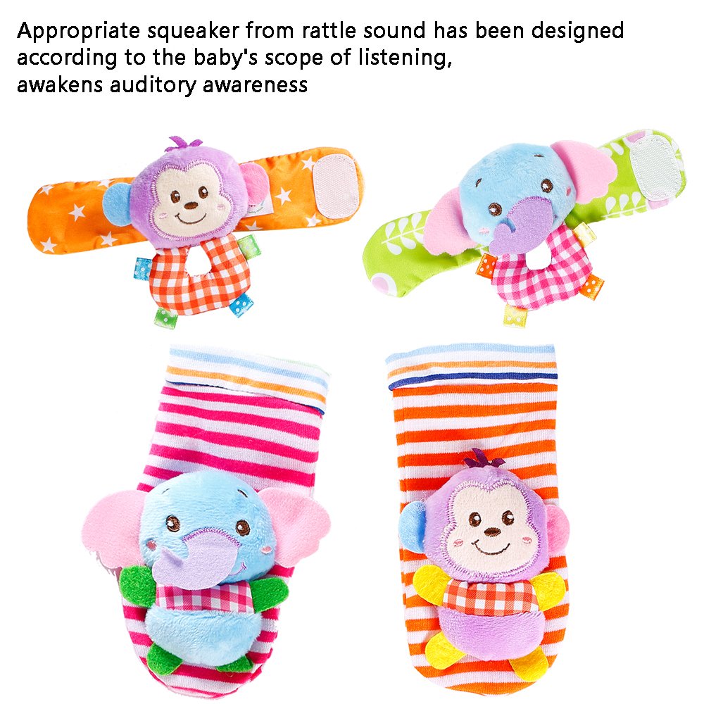 deardeer baby infant animal wrist and feet rattles