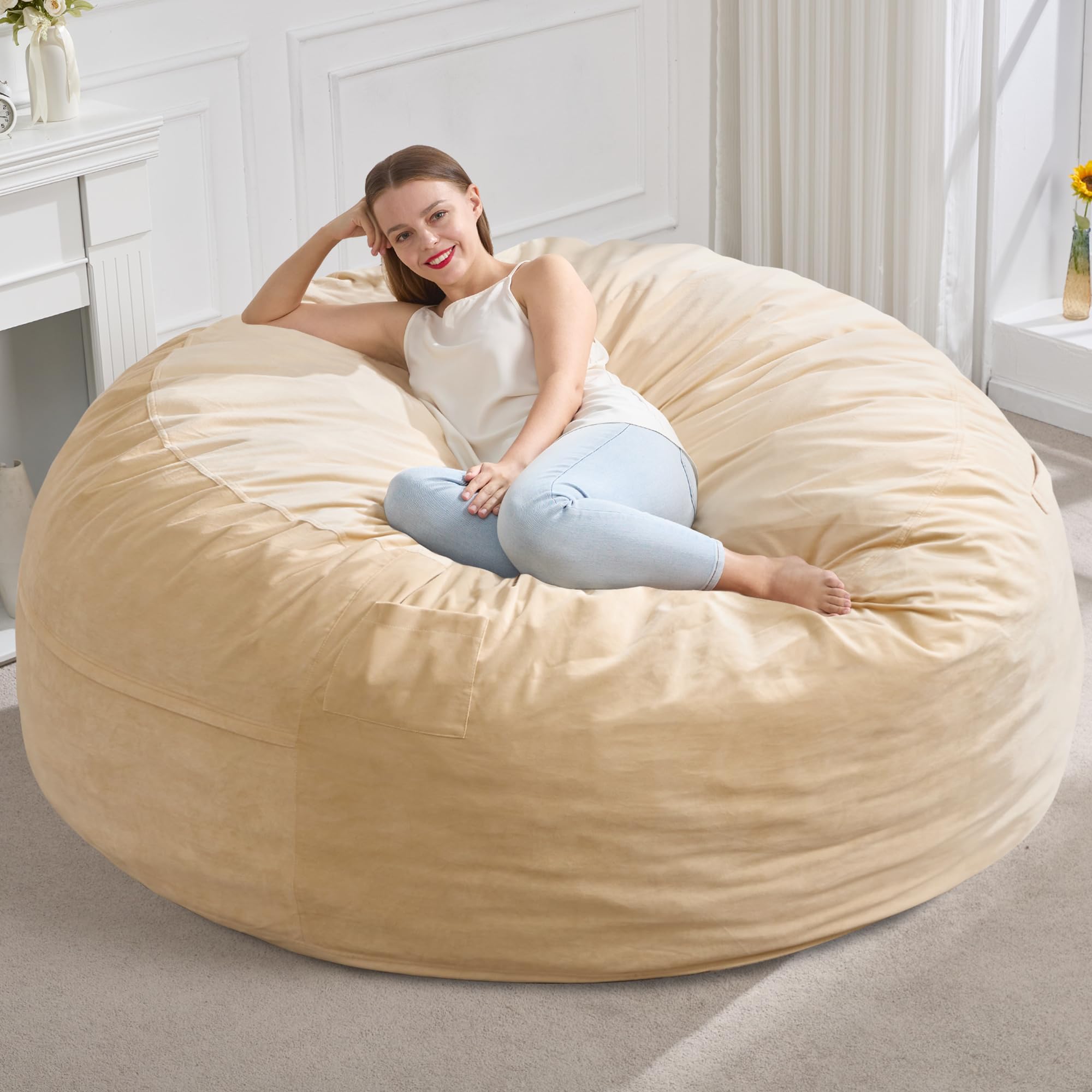 Photo 1 of ***FACTORY SEALED***Hobestluk 5FT Bean Bag Chair Giant Bean Bag Chairs for Adults Large Bean Chairs with Removable Cover, Beanbag Chair with Filler, Adult Bean Bag Chairs for Living Room, Bedroom