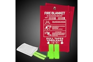 coceyese Emergency Fire Blanket for Home and Kitchen, Fire Extinguishers for Home, Fiberglass Fire Suppression Blanket with Luminous Strip for Fireplace, Car, Camping, Picnic, Grill (2, 40''x40'')