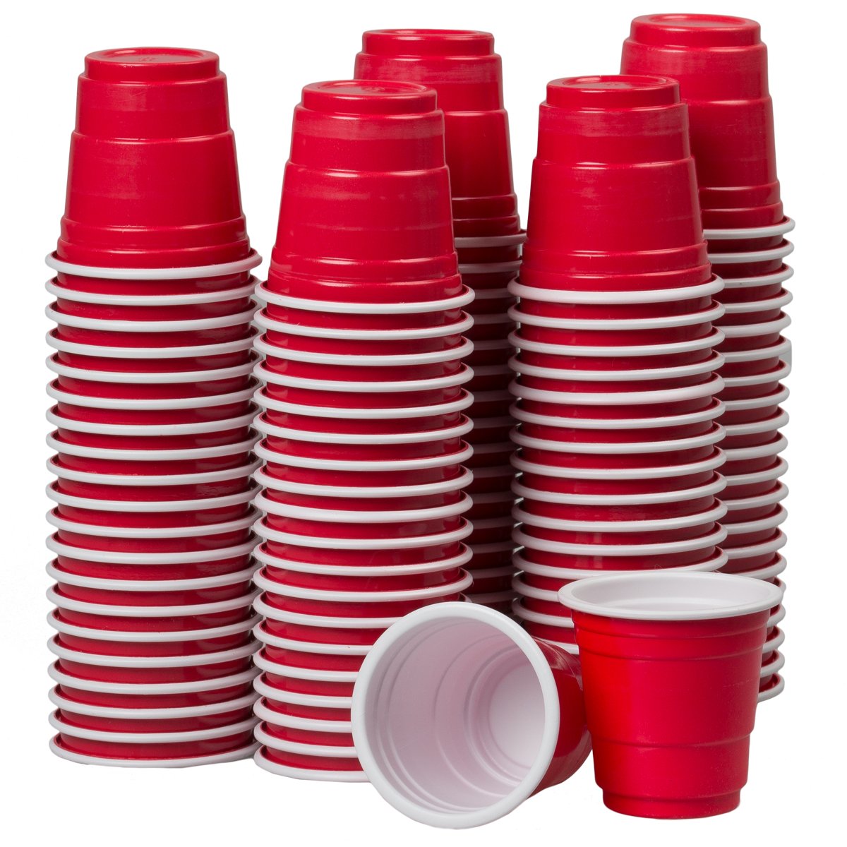 120ct Mini Red Cups 2oz Plastic Disposable Shot Glasses Party Shooter