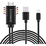 Compatible with iPhone to HDMI Cable, Kicoeoy 6.6ft Digital AV Adapter Cord, HDMI Converter Connector Support 1080P HDTV Compatible with iPhone X 8 7 6 Plus iPad to TV Projector Monitor