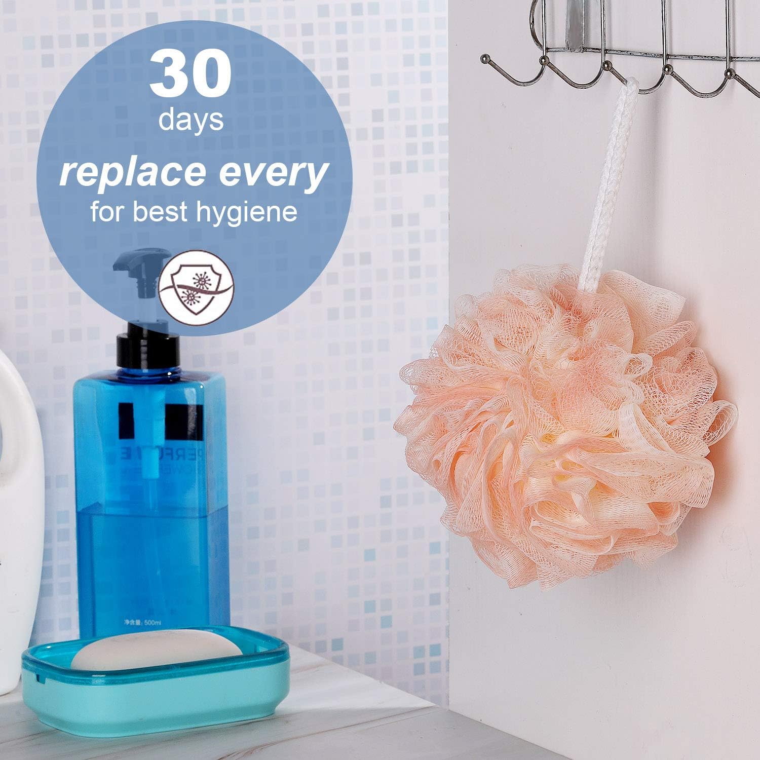 YINENN Bath Shower Sponge Loofahs XL (80g/pcs) Mesh Pouf Shower Ball, Nature Bamboo Charcoal Soft Body Scrubber Exfoliating for Silky Skin, Full Cleanse, Lather Pack of 3 Fresh Colors: Health & Personal Care