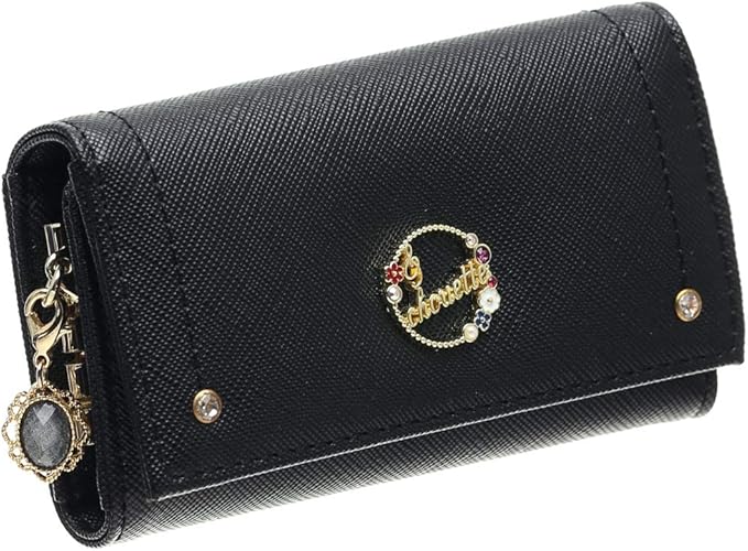 Amazon セット品 Chouette シュエット サークルフラワー シンプルキーケース 4連キーケース 鍵財布 レディース キーケース チャーム ブラック キーケース