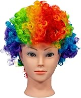 SHATCHI Afro Wig Curly Rainbow Fancy Dress Unisex 60s 70s 80s Costume