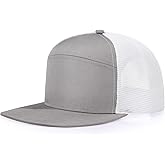 Oversize XXL Structured Blank 6 Panel Flatbill Snapback Mesh Cap, Light Grey, 2XL, XXL Flat Bill Hats for Men Big Head