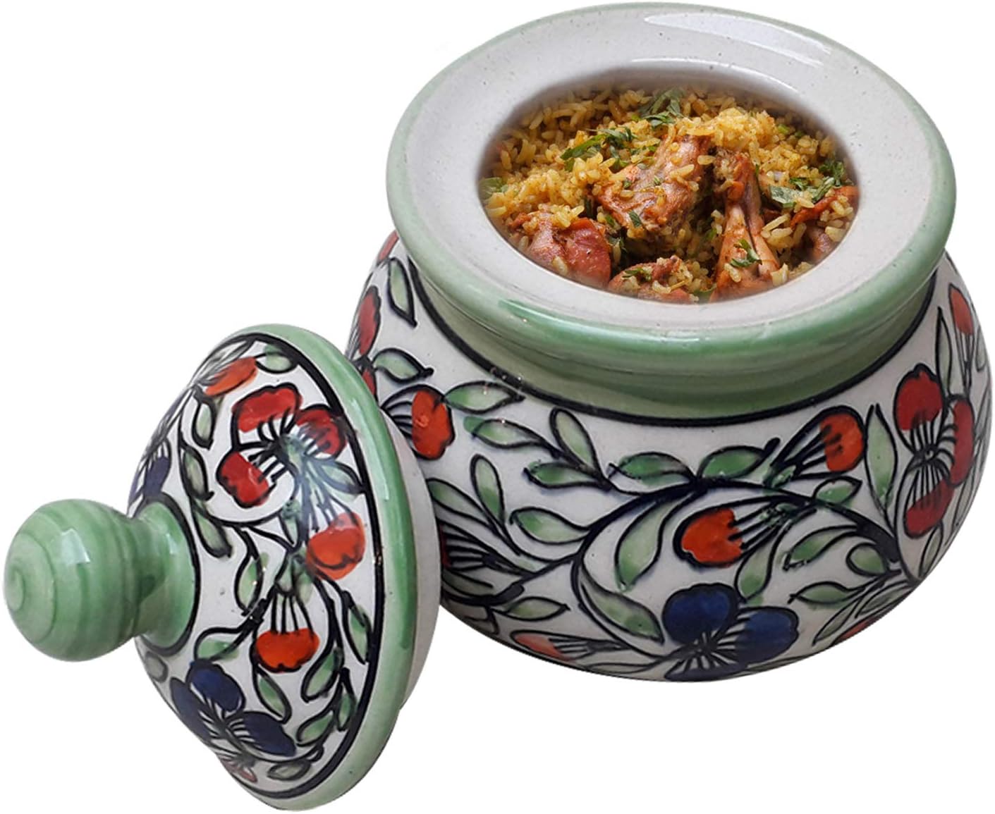 India Meets India Handicraft Ceramic Serving Bowl with Lid Mixing Bowls