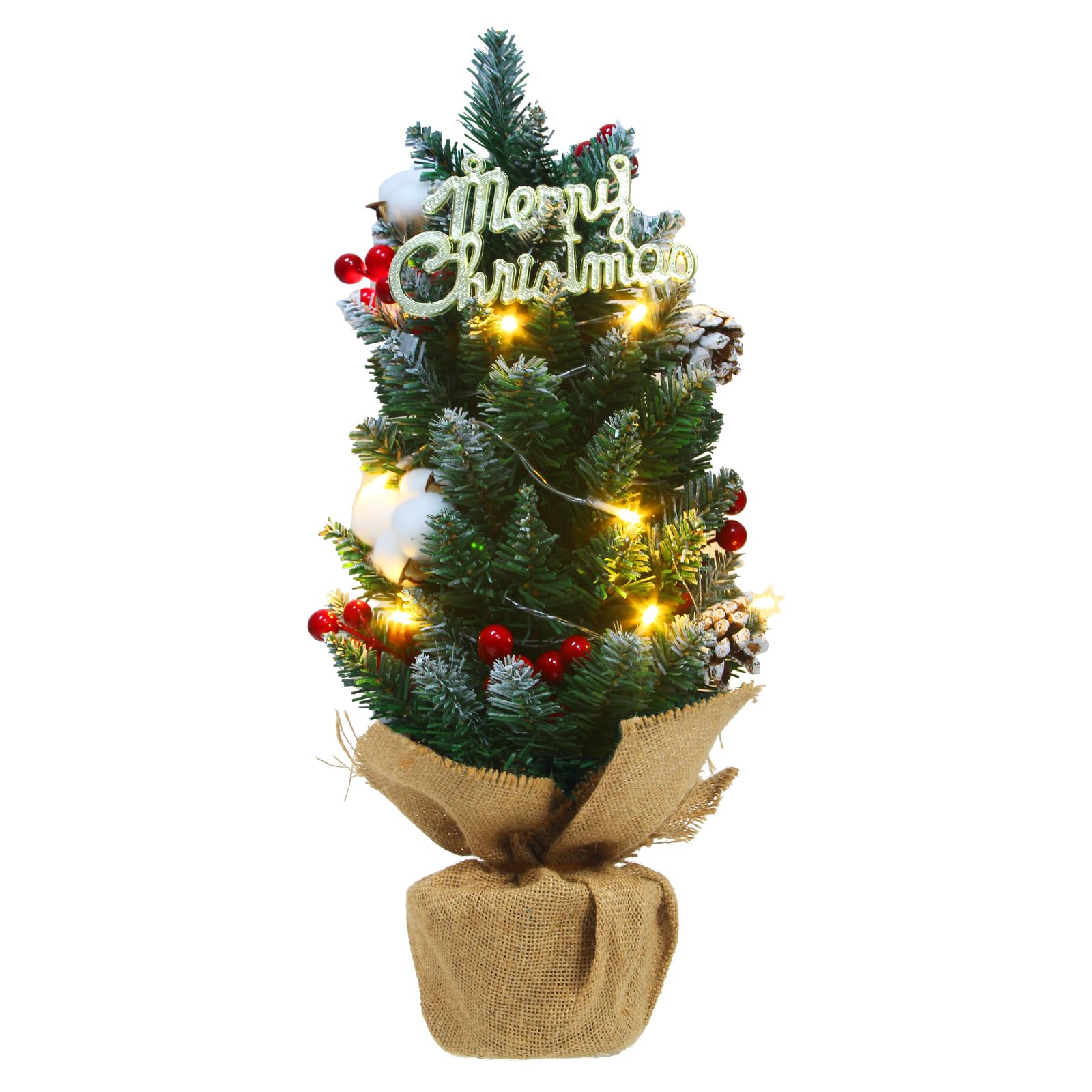Veroda 55cm/22" Light-up Christmas Tree Small Artificial Tabletop Christmas Tree for Christmas Holiday Party Decoration (style 2)