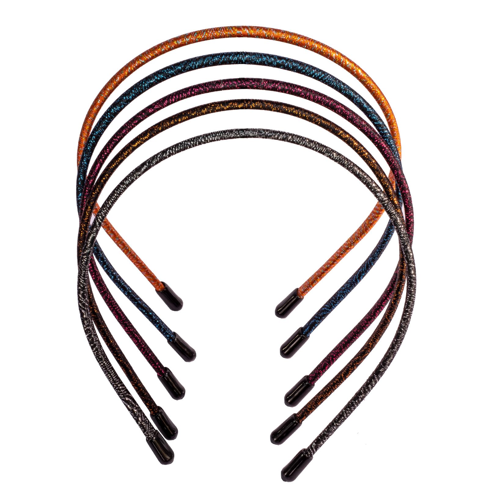 Photo 1 of minihope Skinny Multicolor Headbands - Assorted Colors for All Hair Types - Instant Style, Pain-Free Wear - Durable, Adjustable, 5 Pack - Women, Men, Boys, Girls.