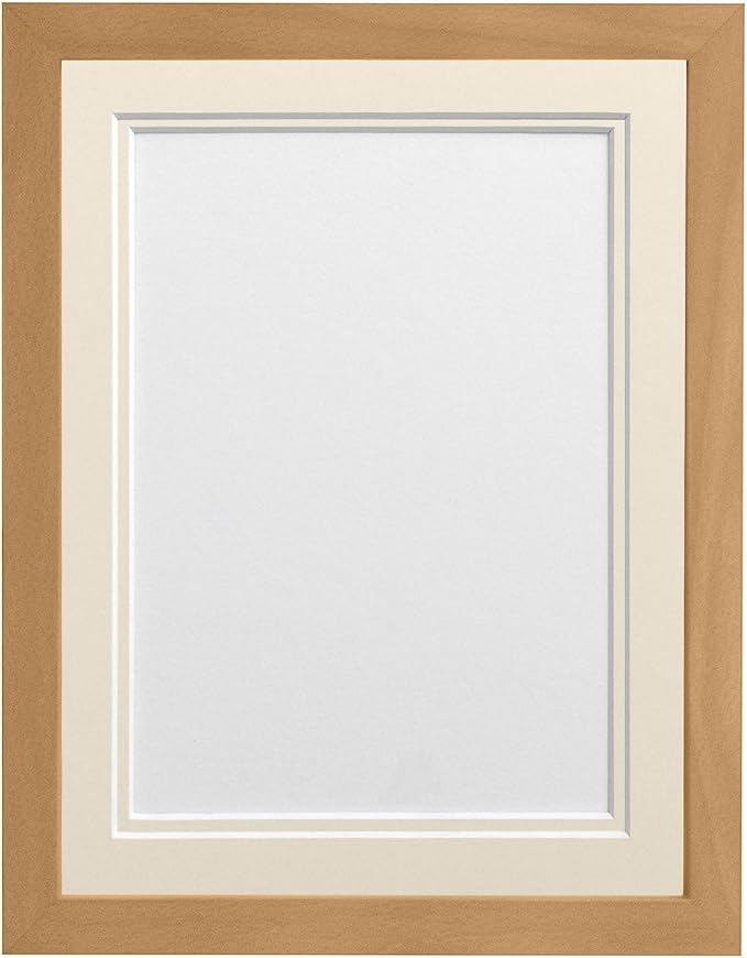 FRAMES BY POST H7 Picture Photo Frame, Wood, Beech with Ivory Double
