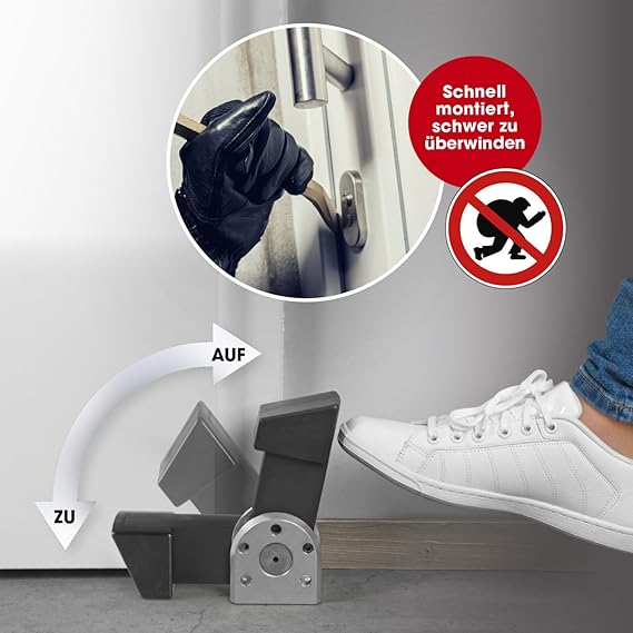 easymaxx 07957 Security Türblocker schwarz/Silber | Einbruchschutz Tür | Türstopper