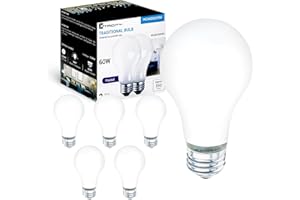 A19 Frosted Incandescent Rough Service Light Bulb, 60 Watt, Long Life - 3,000 Hours, 2700K Soft White, E26 Medium Base, 550 L