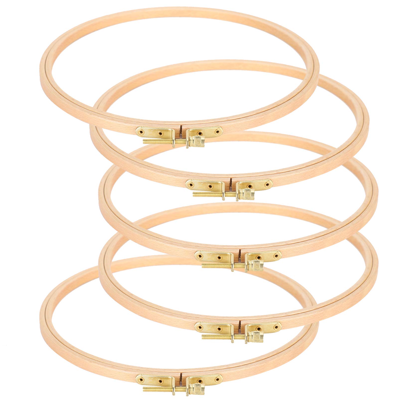 Embroidery Hoop 5PCS, 19cm/7.5in Wooden Round Cross‑Stitch Hoop Ring Circular Frame Round Embroidery Hoop Circle Cross Stitch Hoop Ring Retro DIY Sewing Accessory Tools