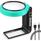 Dicfeos 30X 40X Magnifying Glass with Light and Stand, Folding Design 18 LED Illuminated Magnifying Glass for Close Work, Lar