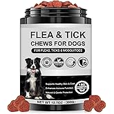 Dog Flea and Tick Chewable Supplement – Natural Support for Skin & Coat Health, Seasonal Comfort & Itch Relief – 180 Soft Chews with Chicken Flavor for Dogs & Puppies (180pcs)